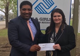 Rick Jackson, Chief Professional Officer, Boys & Girls Clubs of the River Region receives grant from Alabama Power for Project Learn.